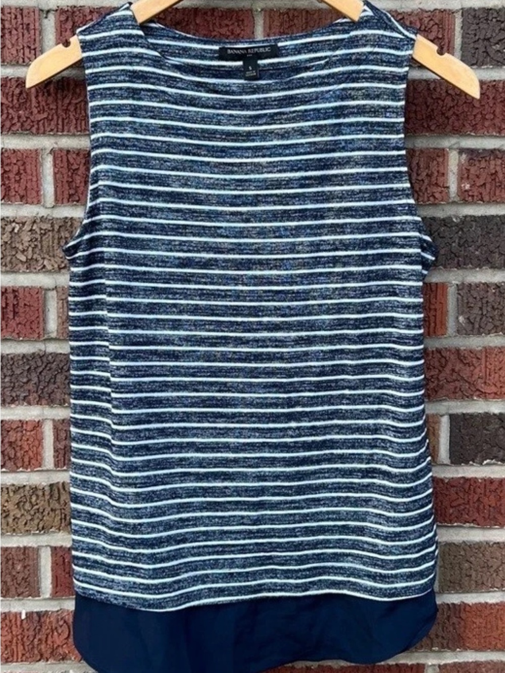 Banana Republic Navy and White Striped Sleeveless Top